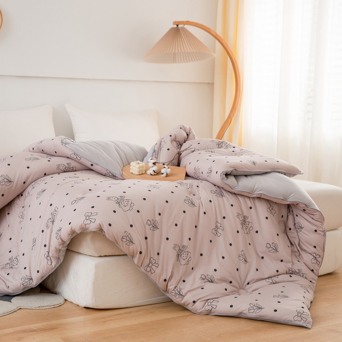 91家纺网 家纺一手货源 找家纺 啊雅家居 2025新款A类针织棉云柔大豆被抗菌被子被芯  生日兔