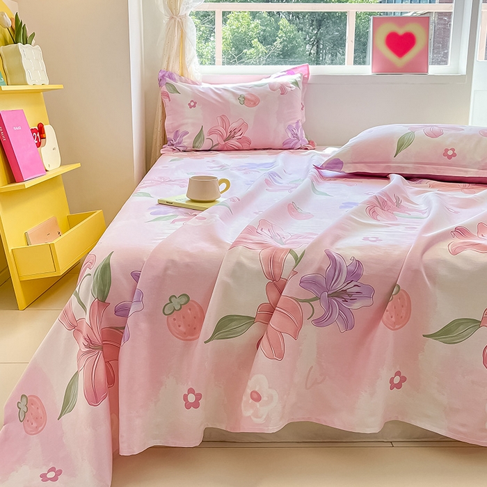 91家纺网 家纺一手货源 找家纺 绵庭家纺 2024新款AB版12868全棉印花单床单 兰若幽香