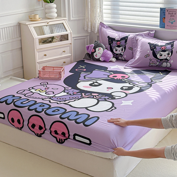 91家纺网 家纺一手货源 找家纺 蘭菲家纺 2024新款全棉大版三丽鸥卡通单床笠 小库日记