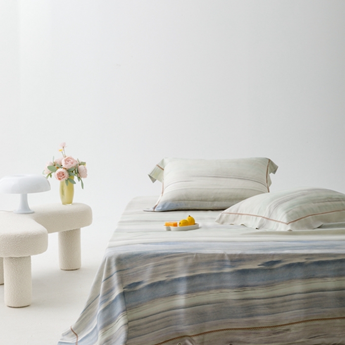 91家纺网 家纺一手货源 找家纺 2024 竹席冰丝竹纤维凉席空调席印花席子凉席三件套冰凉感软席子 大理蓝