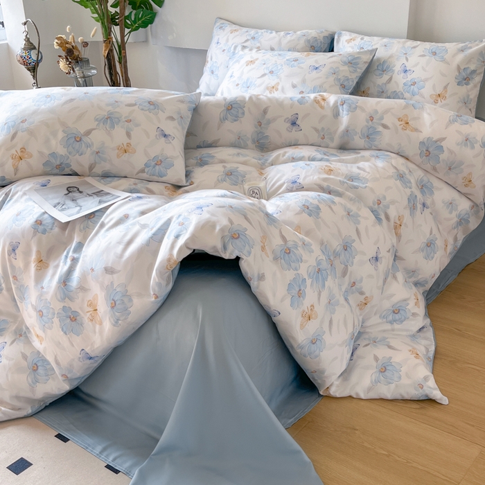 91家纺网 家纺一手货源 找家纺 千朵 2024新款莱赛尔天丝四件套 妙花兰