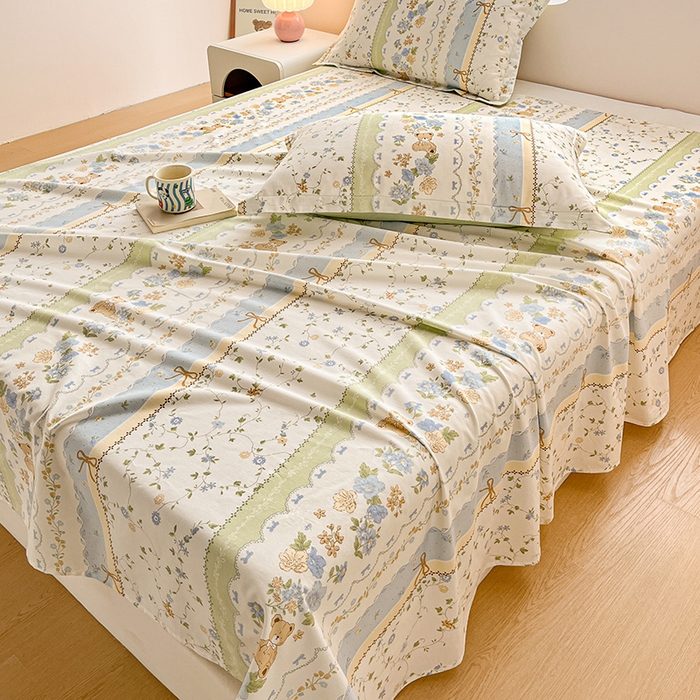 91家纺网 家纺一手货源 找家纺 绵庭家纺 2024新款AB版12868全棉印花单床单 诺溪