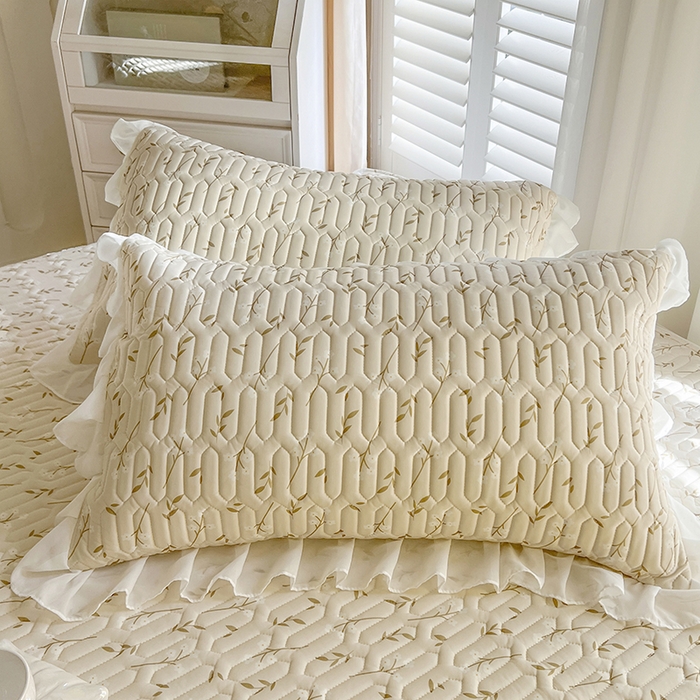 91家纺网 家纺一手货源 找家纺 慕澄家纺 2024新款小版印花床裙款乳胶凉席三件套 床裙款-叶子青青