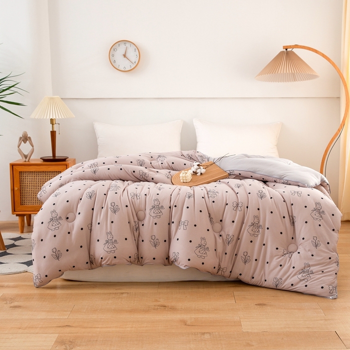 91家纺网 家纺一手货源 找家纺 啊雅家居 2025新款A类针织棉云柔大豆被抗菌被子被芯  生日兔