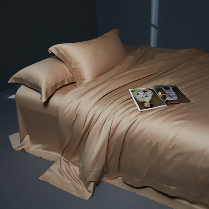 91家纺网 家纺一手货源 找家纺 缔缦 2024新款60天丝棉四件套-花漾 米咖色