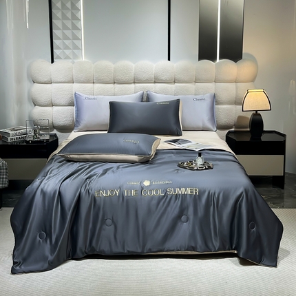 91家纺网 家纺一手货源 找家纺 （总）梦镜家纺 2025新款凉感丝刺绣系列夏被