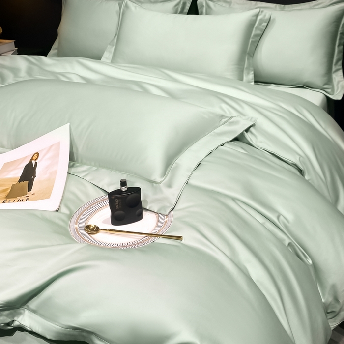 91家纺网 家纺一手货源 找家纺 富之航家纺 2024新款长绒棉四件套 雅克-卓豆绿