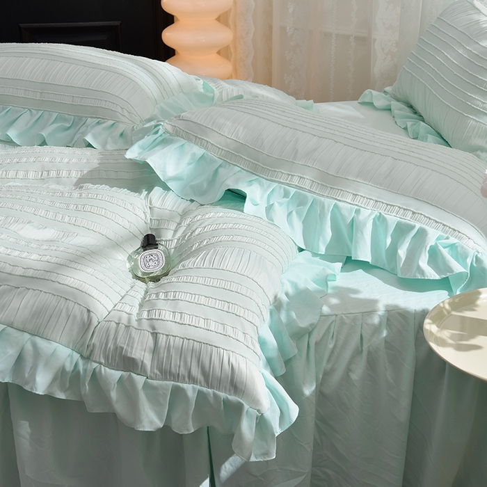 91家纺网 家纺一手货源 找家纺 迪梦姿 2024秋冬新款法式泡泡纱花边四件套