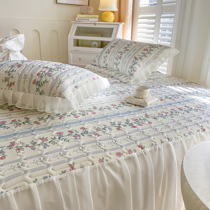 91家纺网 家纺一手货源 找家纺 慕澄家纺 2024新款小版印花床裙款乳胶凉席三件套 床裙款-花藤