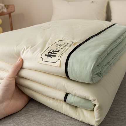 91家纺网 家纺一手货源 找家纺 （总）简如 2025新款A类纯棉水洗棉简约双拼夏凉被空调被全棉棉花夏被四件套