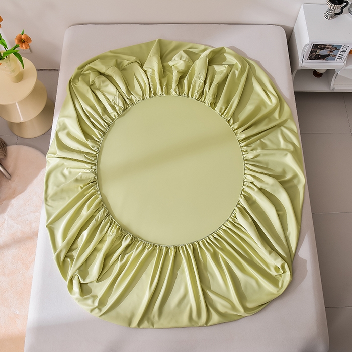 91家纺网 家纺一手货源 找家纺 简爱家纺 2025新款水洗真丝床笠单品床垫保护套床罩 仙草绿