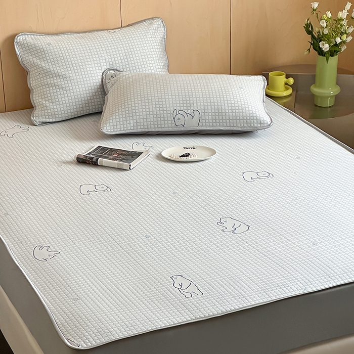 91家纺网 家纺一手货源 找家纺 顾里家纺 新款冰豆豆立体提花软席床笠款 北极熊蓝