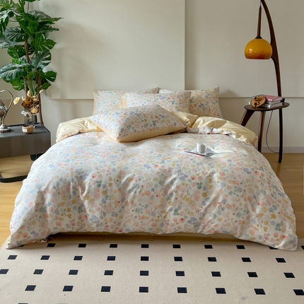 91家纺网 家纺一手货源 找家纺 千朵 2024新款莱赛尔天丝四件套 含艺粉