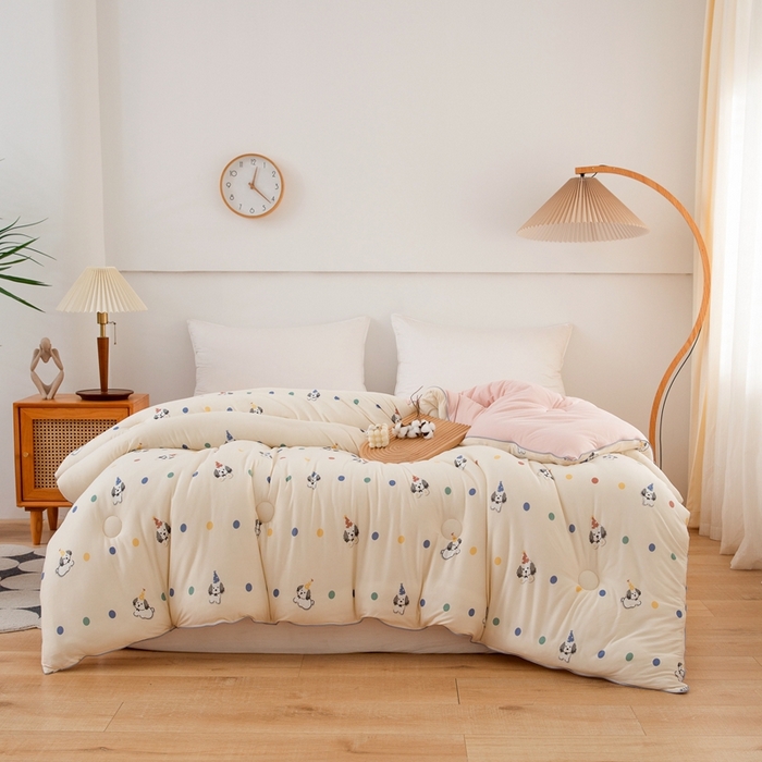 91家纺网 家纺一手货源 找家纺 啊雅家居 2025新款A类针织棉云柔大豆被抗菌被子被芯  小奶狗