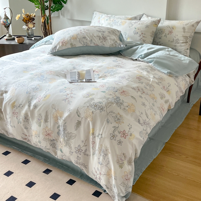 91家纺网 家纺一手货源 找家纺 千朵 2024新款莱赛尔天丝四件套 春日蜜糖