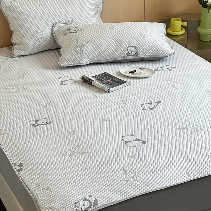 91家纺网 家纺一手货源 找家纺 顾里家纺 新款冰豆豆立体提花软席床笠款 国宝熊猫灰