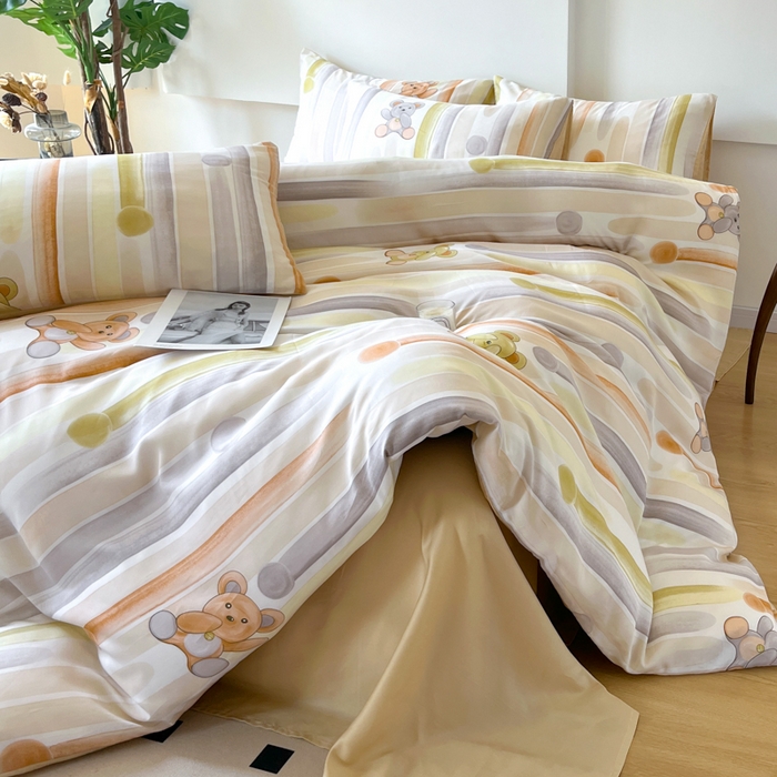 91家纺网 家纺一手货源 找家纺 千朵 2024新款莱赛尔天丝四件套 童心