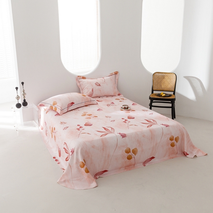 91家纺网 家纺一手货源 找家纺 2024 竹席冰丝竹纤维凉席空调席印花席子凉席三件套冰凉感软席子 福禄粉