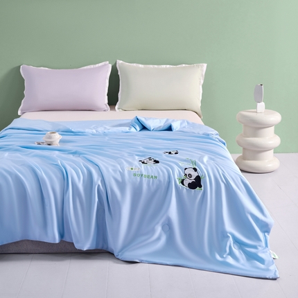 91家纺网 家纺一手货源 找家纺 锦禾穗 2024新款40支天丝绣花夏被空调被-萌仔仔 星辉蓝