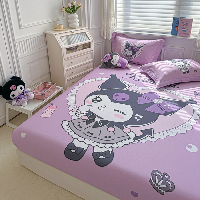 91家纺网 家纺一手货源 找家纺 蘭菲家纺 2024新款全棉大版三丽鸥卡通单床笠 奶油巴库