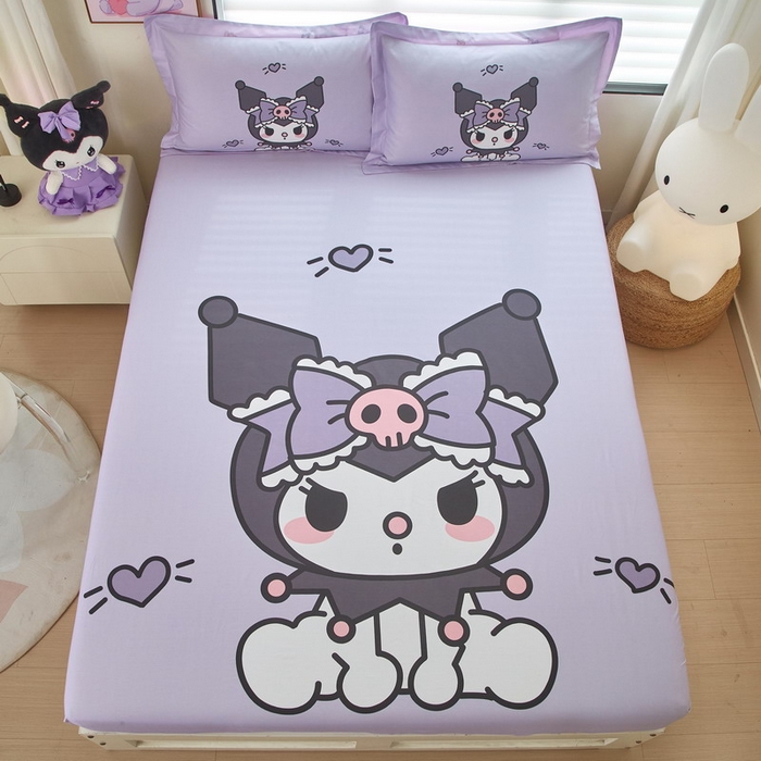 91家纺网 家纺一手货源 找家纺 蘭菲家纺 2024新款全棉大版三丽鸥卡通单床笠 乐巴库