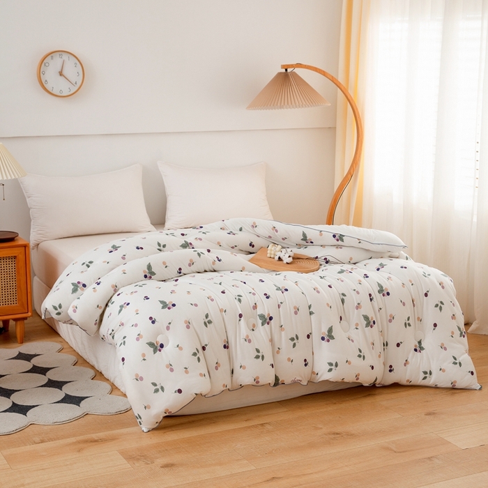 91家纺网 家纺一手货源 找家纺 啊雅家居 2025新款A类针织棉云柔大豆被抗菌被子被芯  樱桃