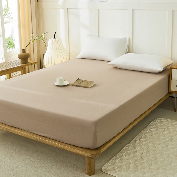 91家纺网 家纺一手货源 找家纺 凡客家居 2024新款全棉色织水洗棉单床笠 简欧—灰