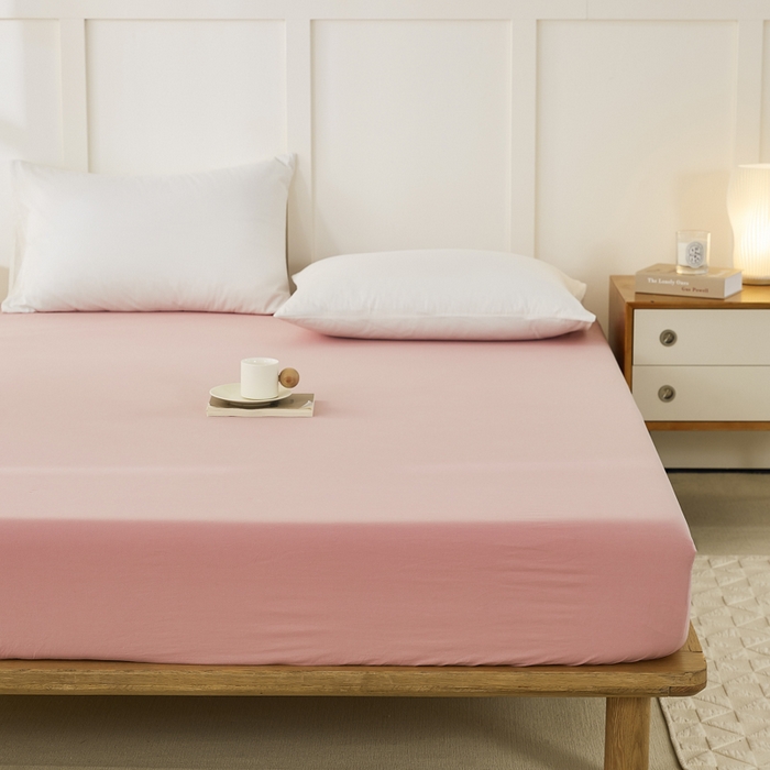 91家纺网 家纺一手货源 找家纺 凡客家居 2024新款全棉色织水洗棉单床笠 暖栀—红