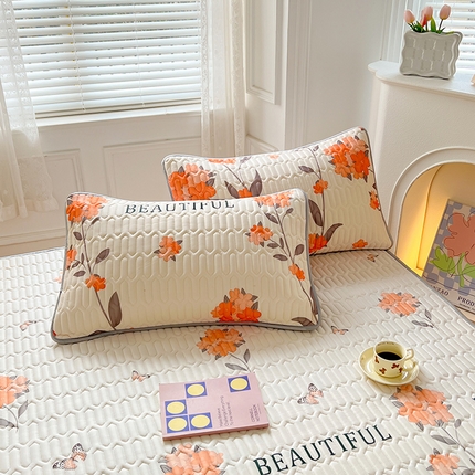 91家纺网 家纺一手货源 找家纺 福来临家纺 2025印花含胶枕套 花季