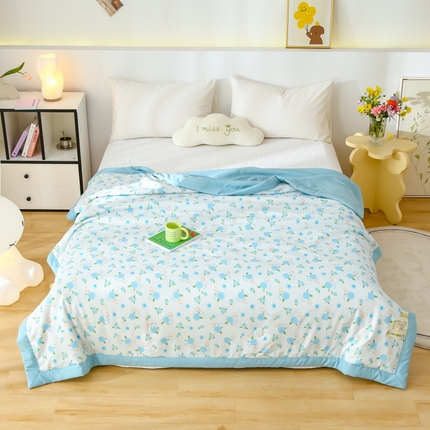 91家纺网 家纺一手货源 找家纺 （总）爱宝被业 2025新款水洗棉麻双层纱夏凉被