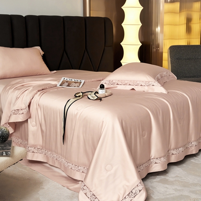 91家纺网 家纺一手货源 找家纺 榻尚家居 2024新款天丝棉镂空夏被四件套-云绡系列 云绡-珠玉芬天丝棉夏被四件套