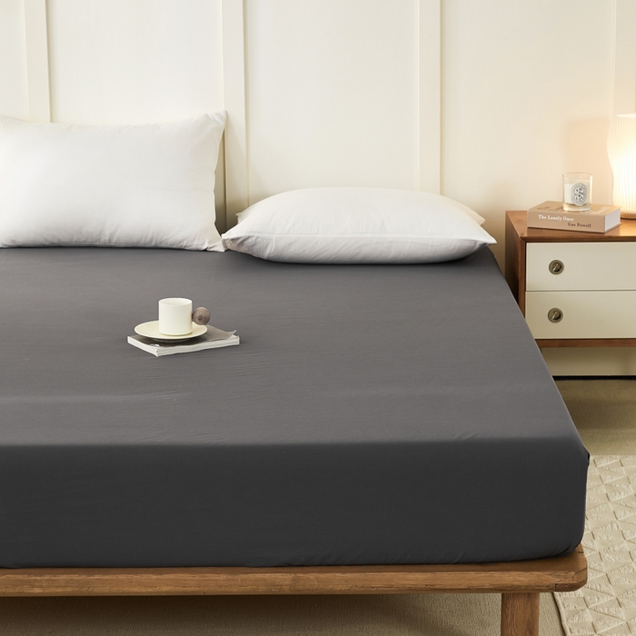 91家纺网 家纺一手货源 找家纺 凡客家居 2024新款全棉色织水洗棉单床笠 米亚—灰