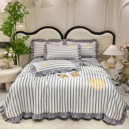 91家纺网 家纺一手货源 找家纺 新22 经年2025年 水洗真丝韩版夏被四件套浅夏系列 浅夏-灰夏被