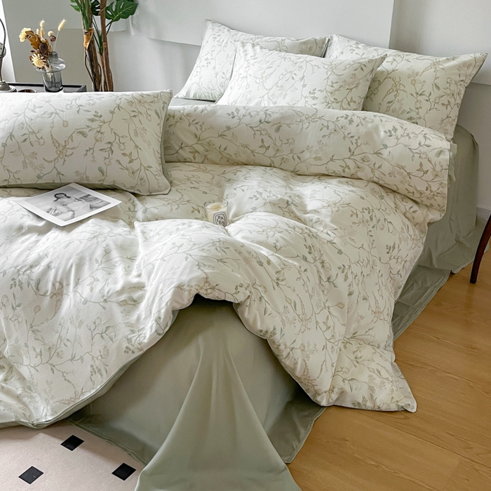 91家纺网 家纺一手货源 找家纺 千朵 2024新款莱赛尔天丝四件套 浅爱