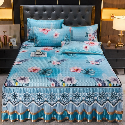 91家纺网 家纺一手货源 找家纺 （总）情恒家纺 2025新款可脱卸印花夹棉冰丝凉席三件套