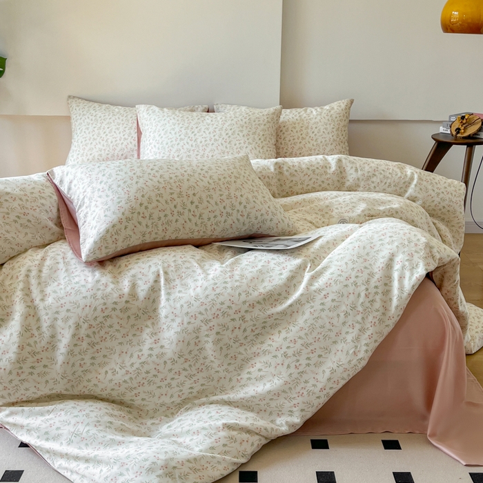 91家纺网 家纺一手货源 找家纺 千朵 2024新款莱赛尔天丝四件套 叶纷飞