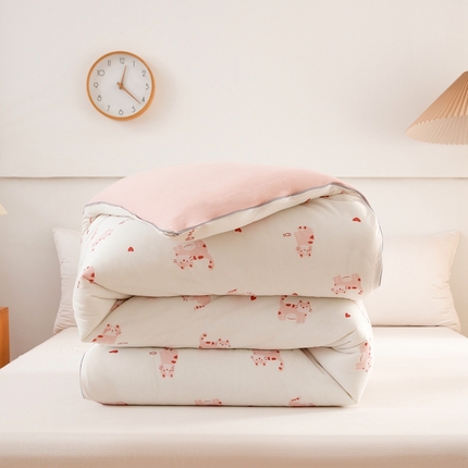 91家纺网 家纺一手货源 找家纺 啊雅家居 2025新款A类针织棉云柔大豆被抗菌被子被芯  小猫咪