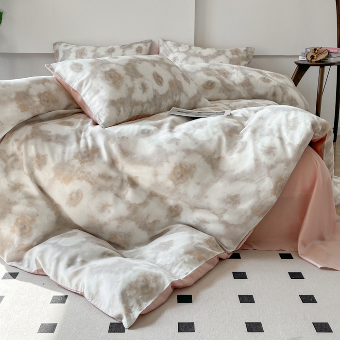 91家纺网 家纺一手货源 找家纺 千朵 2024新款莱赛尔天丝四件套 北海花季