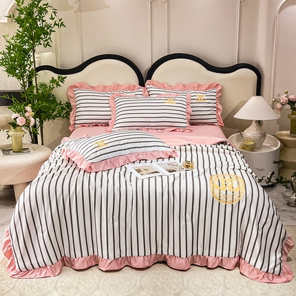 91家纺网 家纺一手货源 找家纺 新22 经年2025年 水洗真丝韩版夏被四件套浅夏系列 浅夏-灰玉夏被