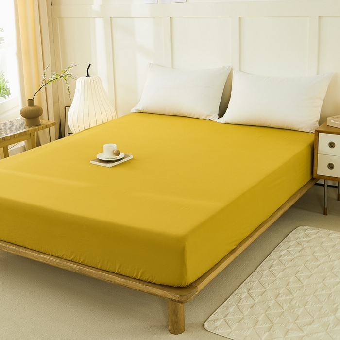 91家纺网 家纺一手货源 找家纺 凡客家居 2024新款全棉色织水洗棉单床笠 暖栀—咖