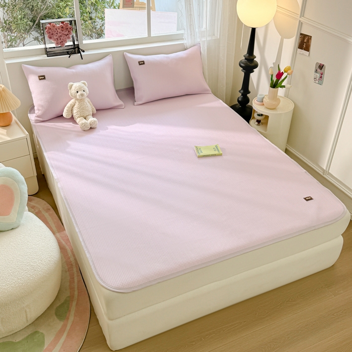 91家纺网 家纺一手货源 找家纺 慕澄家纺 2024新款高克重冰豆豆复合纯色贴标凉席  冰激凌-紫