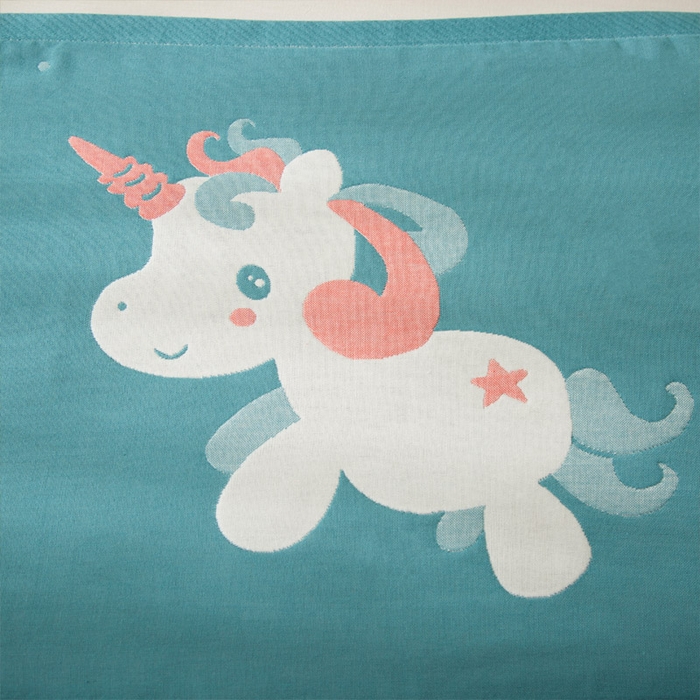 91家纺网 家纺一手货源 找家纺 朴尔家纺-毛巾被 2024新款卡通风格全棉四层纱布枕巾 飞马-绿