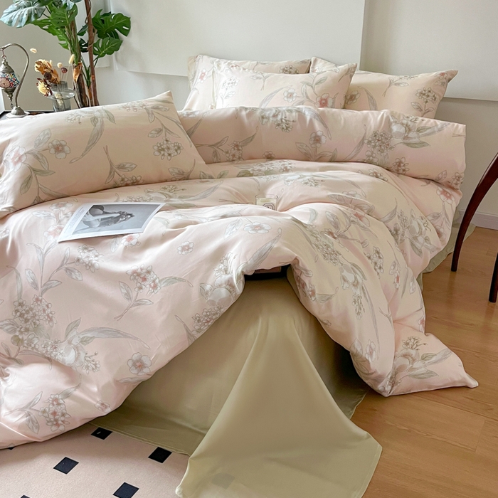 91家纺网 家纺一手货源 找家纺 千朵 2024新款莱赛尔天丝四件套 曲意米