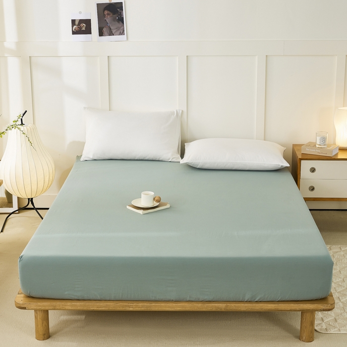 91家纺网 家纺一手货源 找家纺 凡客家居 2024新款全棉色织水洗棉单床笠 罗米娜—绿