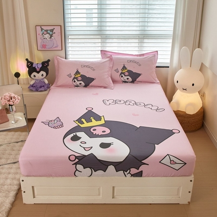 蘭菲家纺 2024新款全棉大版三丽鸥卡通单床笠 粉巴库