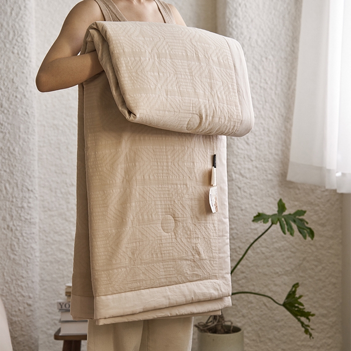 91家纺网 家纺一手货源 找家纺 宜代光年 2024新款60支水洗棉提花夏被套件 艾迪-咖