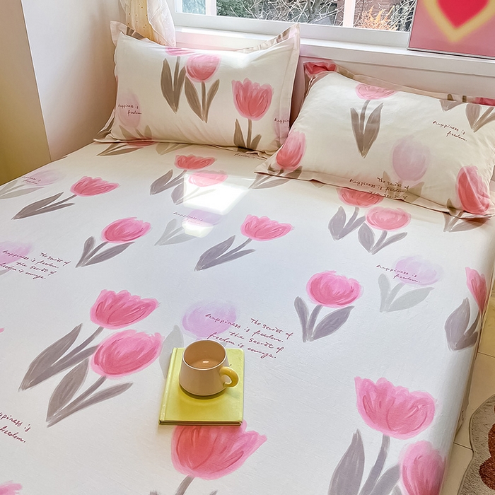 91家纺网 家纺一手货源 找家纺 绵庭家纺 2024新款AB版12868全棉印花单床单 尤拉朵