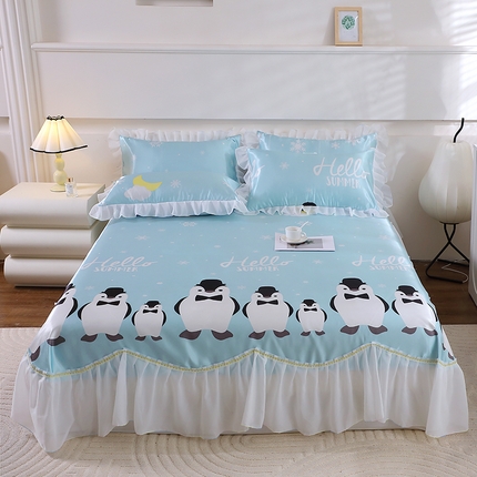 91家纺网 家纺一手货源 找家纺 （总）雪夫人 2024新款冰丝凉席床裙三件套 