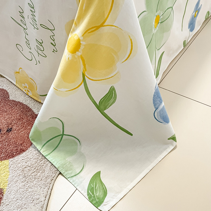 91家纺网 家纺一手货源 找家纺 绵庭家纺 2024新款AB版12868全棉印花单床单 惊鸿仙子绿