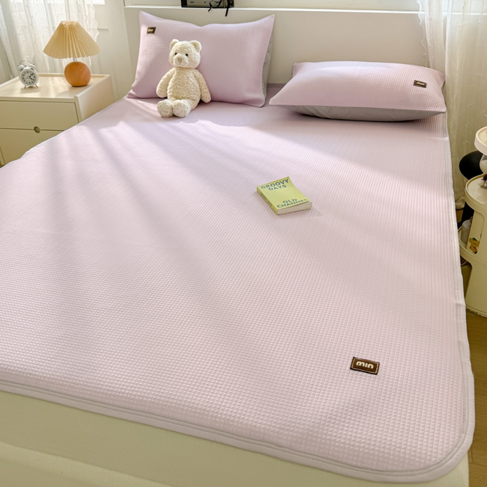 91家纺网 家纺一手货源 找家纺 慕澄家纺 2024新款高克重冰豆豆复合纯色贴标凉席  冰激凌-紫